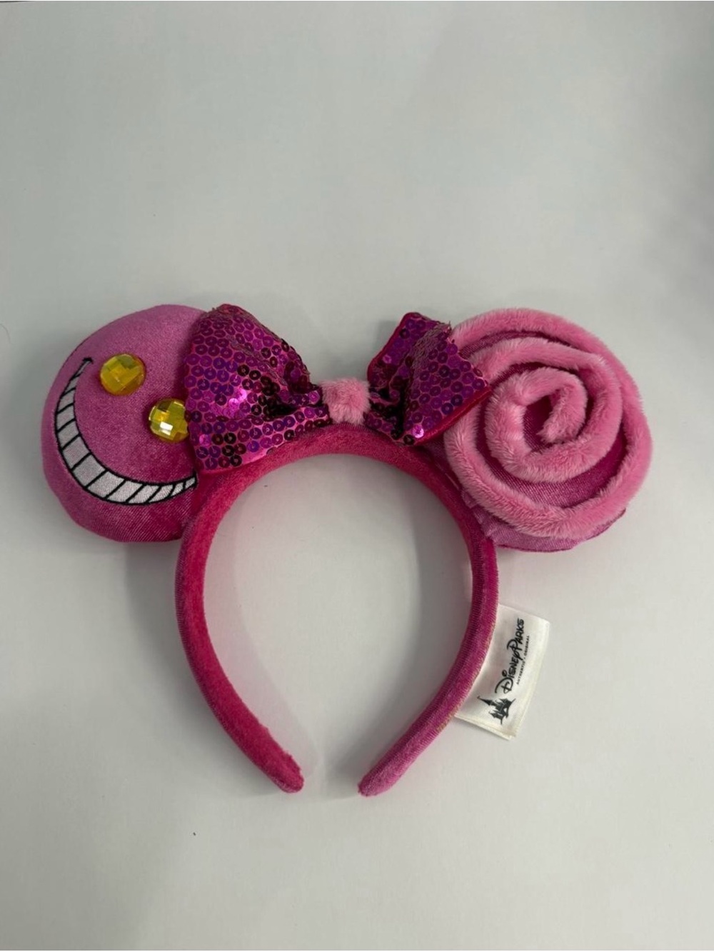 Disney Pink Cheshire Cat Ear Headband with Sequin Bow